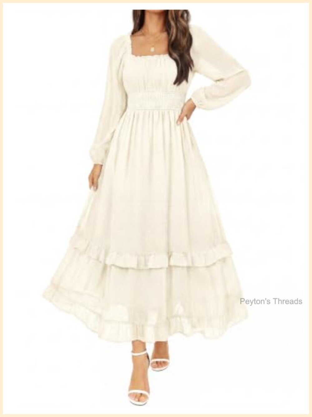 Swiss Dot Chiffon Maxi Dress Square Neck A-Line Wedding Guest
